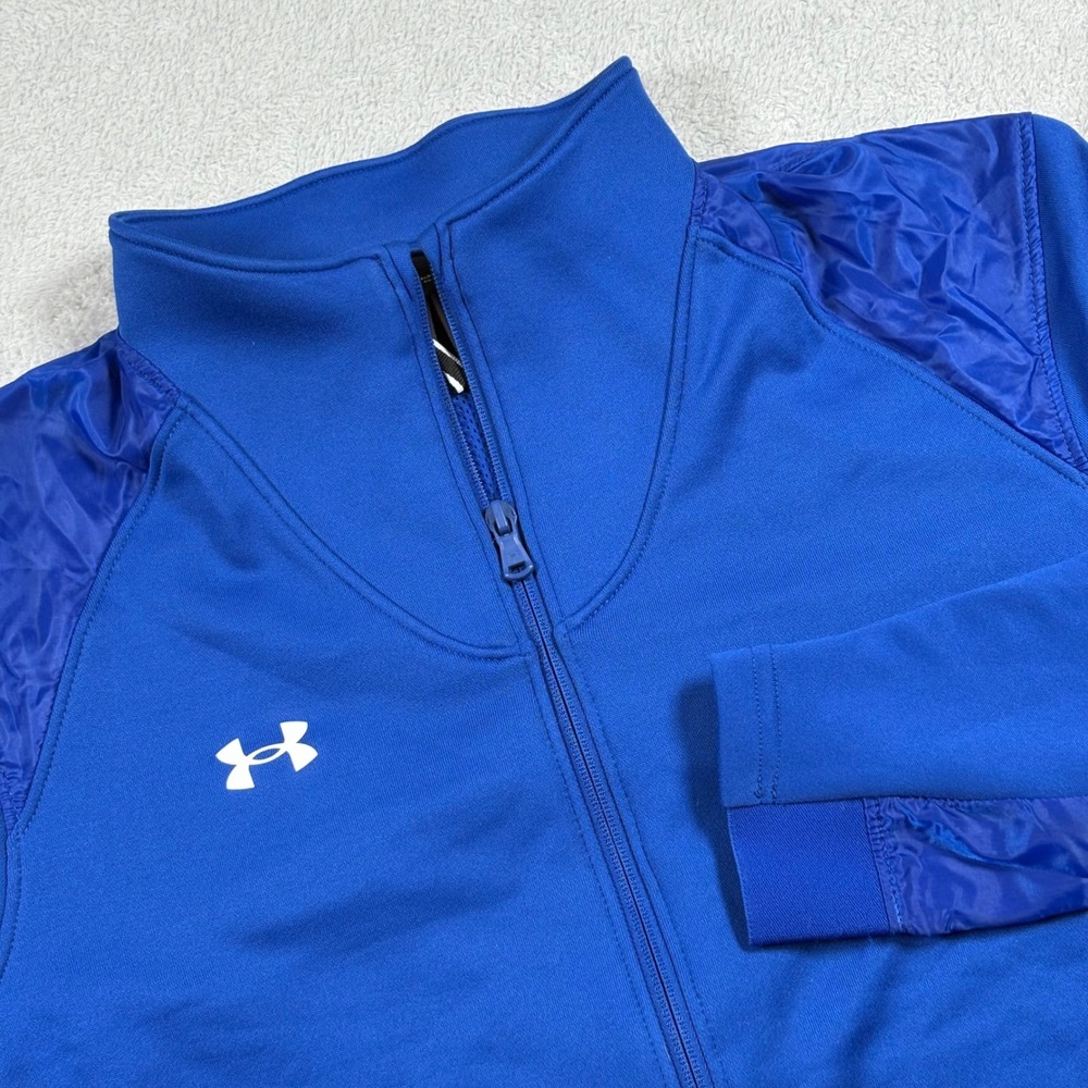 Under Armour Mens Full Zip Track Jacket Blue Nylon Overlay Large